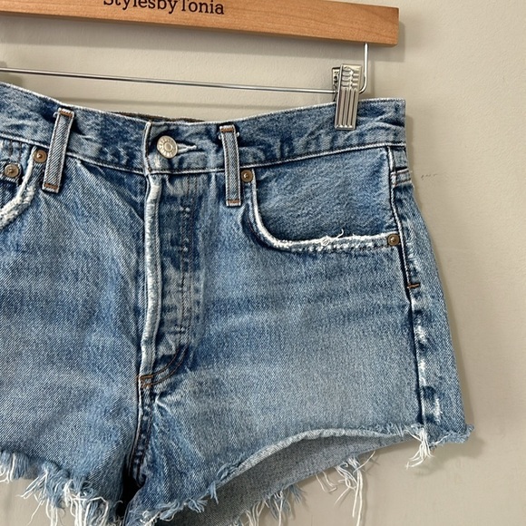 AGOLDE Jean Short PARKER VINTAGE CUT OFF High Rise Raw Hem Sz 27 - Picture 4 of 14